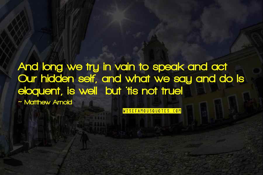 Self Vain Quotes By Matthew Arnold: And long we try in vain to speak