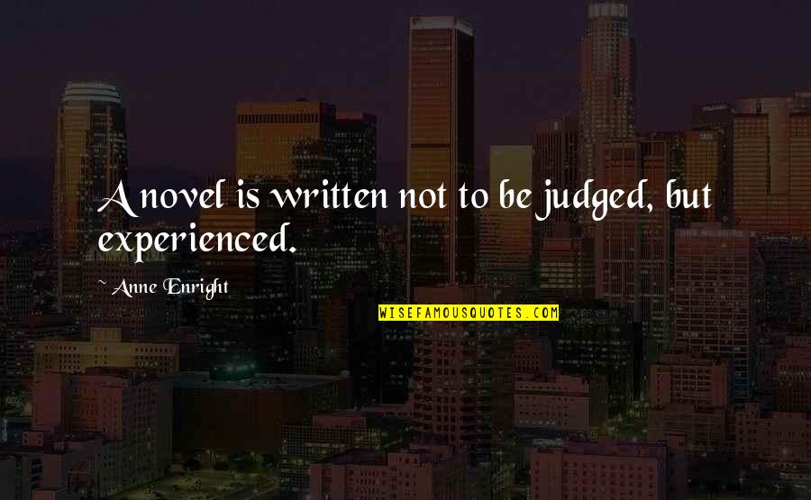 Selfevident Quotes By Anne Enright: A novel is written not to be judged,