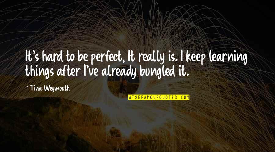 Selfish Bano Quotes By Tina Weymouth: It's hard to be perfect, It really is.