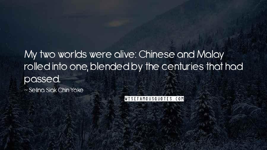 Selina Siak Chin Yoke quotes: My two worlds were alive: Chinese and Malay rolled into one, blended by the centuries that had passed. Selina Siak Chin Yoke quotes: My two worlds were alive: Chinese and Malay rolled into one, blended by the centuries that had passed.
