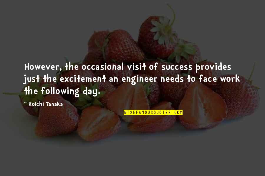 Selivanova Violetta Quotes By Koichi Tanaka: However, the occasional visit of success provides just Selivanova Violetta Quotes By Koichi Tanaka: However, the occasional visit of success provides just