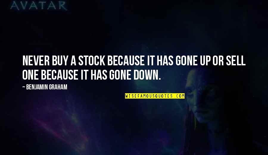 Sell Up Quotes By Benjamin Graham: Never buy a stock because it has gone