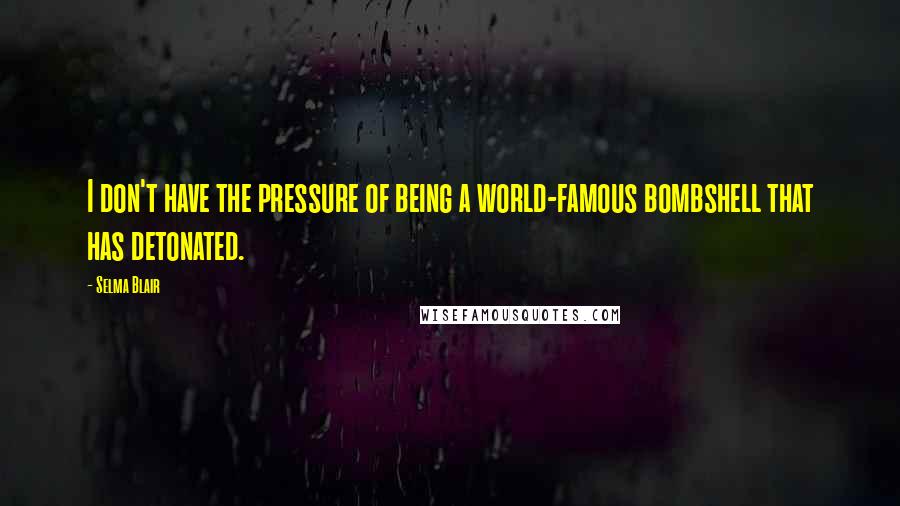 Selma Blair quotes: I don't have the pressure of being a world-famous bombshell that has detonated.