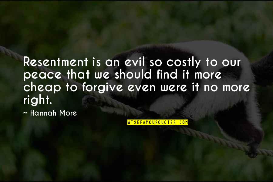 Selwan Shabilla Quotes By Hannah More: Resentment is an evil so costly to our