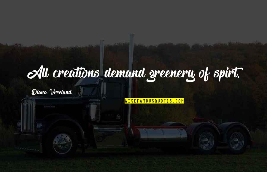 Sembilan Bahan Quotes By Diana Vreeland: All creations demand greenery of spirt.