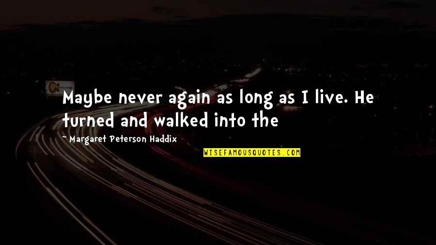 Semi Eita Quotes By Margaret Peterson Haddix: Maybe never again as long as I live.