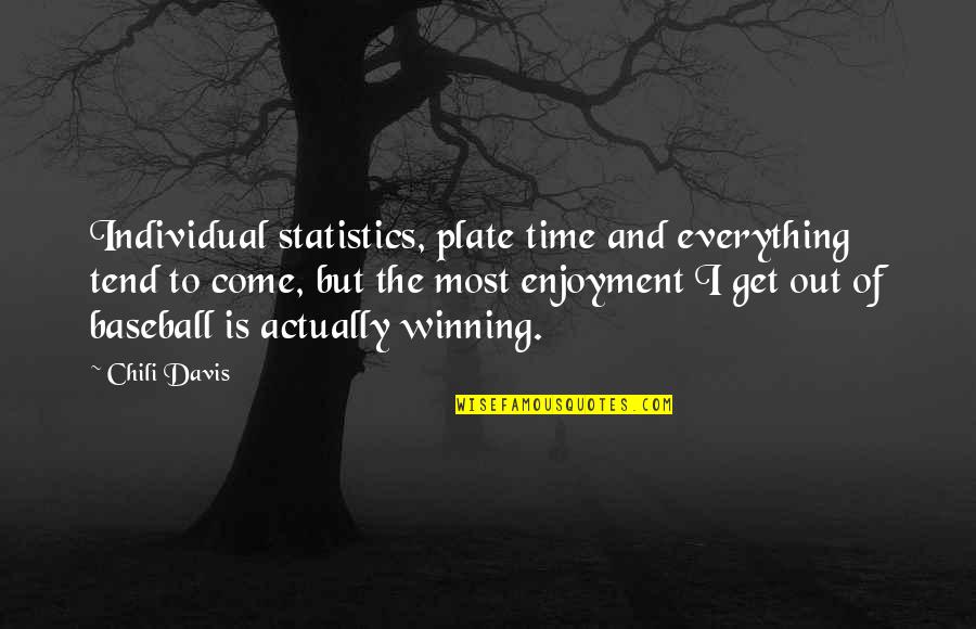 Semihemidemisemiquaver Quotes By Chili Davis: Individual statistics, plate time and everything tend to