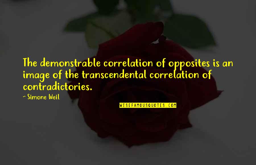 Seminarians Archdiocese Quotes By Simone Weil: The demonstrable correlation of opposites is an image