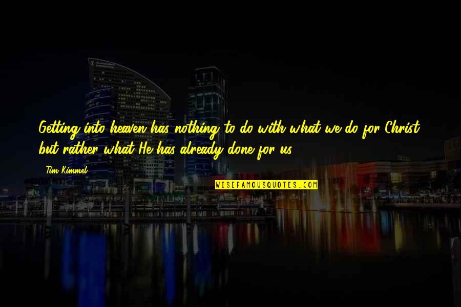 Semirhage Wheel Quotes By Tim Kimmel: Getting into heaven has nothing to do with Semirhage Wheel Quotes By Tim Kimmel: Getting into heaven has nothing to do with
