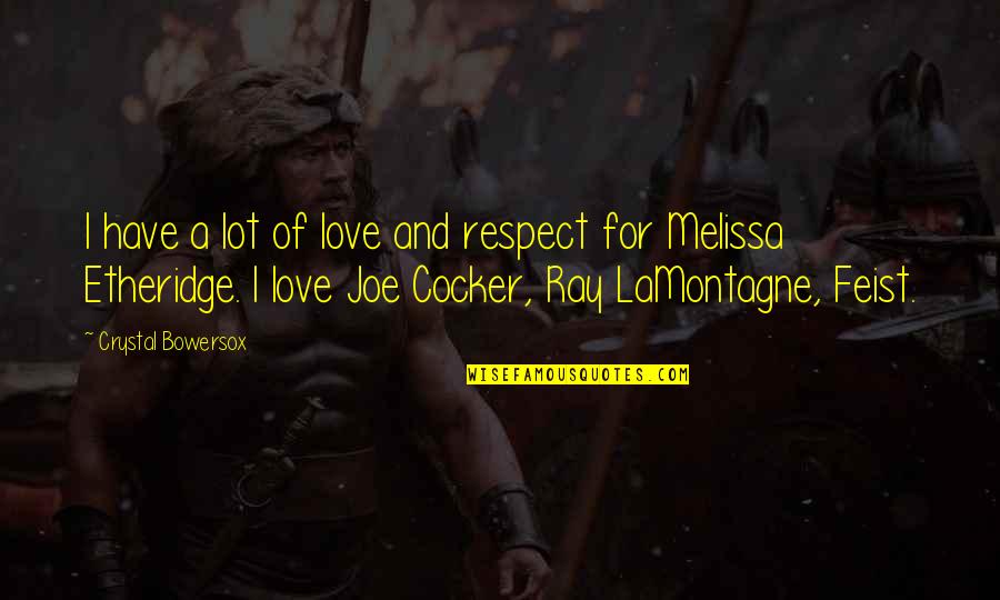 Semiyearly Quotes By Crystal Bowersox: I have a lot of love and respect