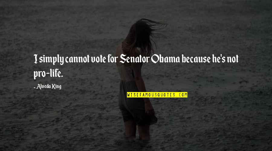 Senator Obama Quotes By Alveda King: I simply cannot vote for Senator Obama because