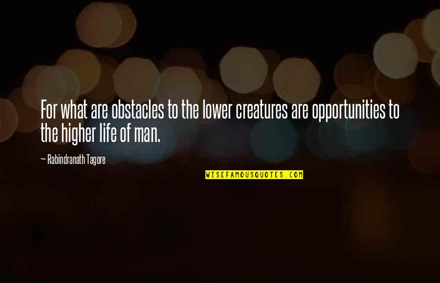 Sencillez Valor Quotes By Rabindranath Tagore: For what are obstacles to the lower creatures Sencillez Valor Quotes By Rabindranath Tagore: For what are obstacles to the lower creatures