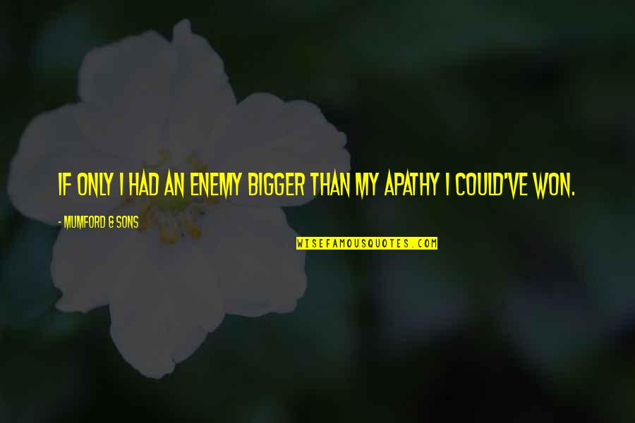 Sending Virtual Hugs And Kisses Quotes By Mumford & Sons: If only I had an enemy bigger than