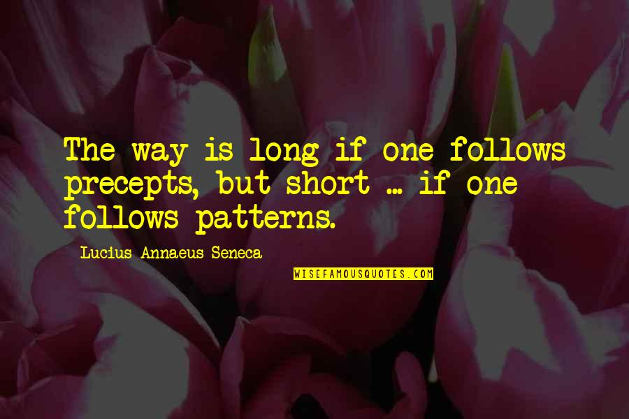 Seneca Lucius Annaeus Quotes By Lucius Annaeus Seneca: The way is long if one follows precepts, Seneca Lucius Annaeus Quotes By Lucius Annaeus Seneca: The way is long if one follows precepts,