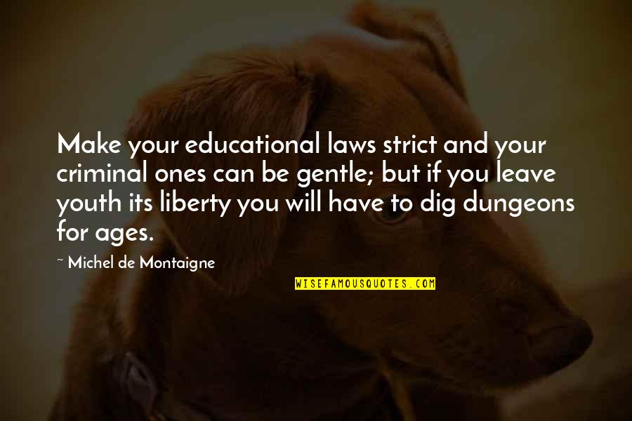 Senectus Otthon Quotes By Michel De Montaigne: Make your educational laws strict and your criminal