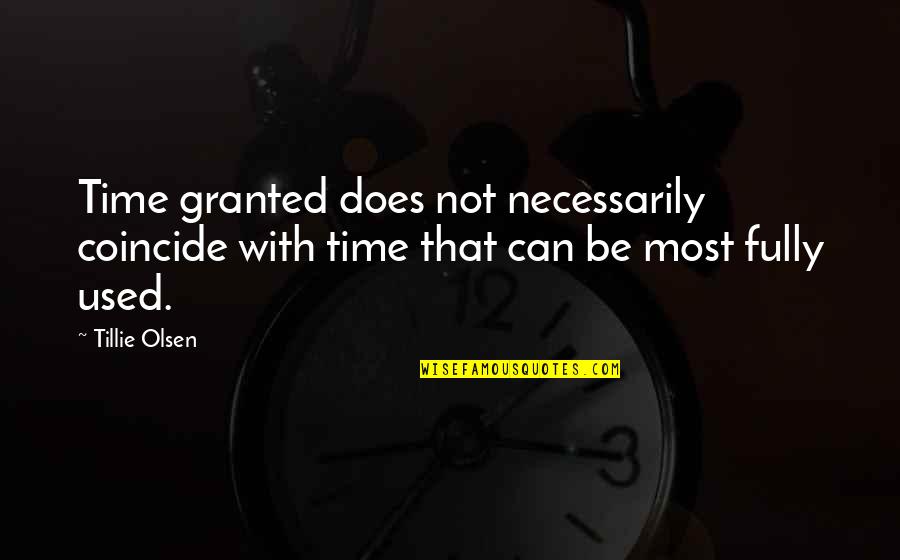 Senem Aslan Quotes By Tillie Olsen: Time granted does not necessarily coincide with time