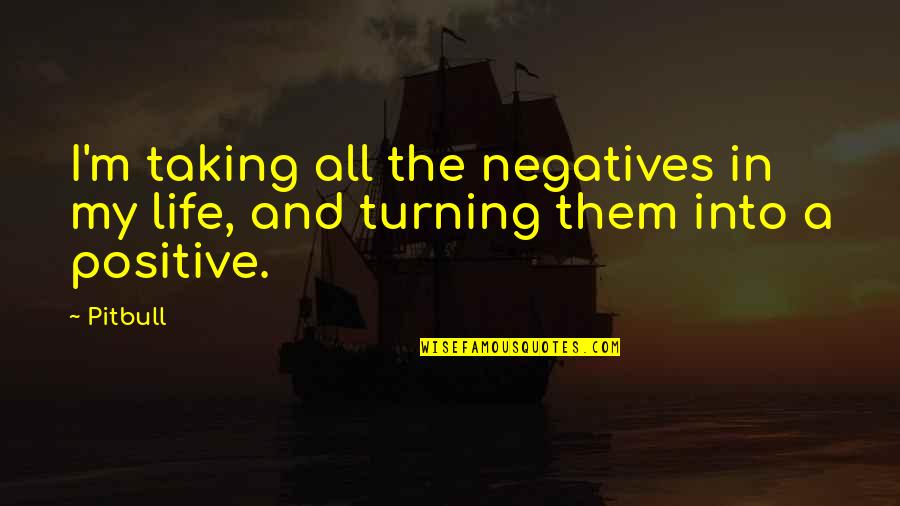 Sennott And Williams Quotes By Pitbull: I'm taking all the negatives in my life,