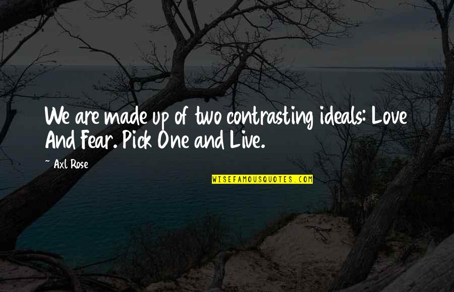 Senorita Extraviada Quotes By Axl Rose: We are made up of two contrasting ideals: