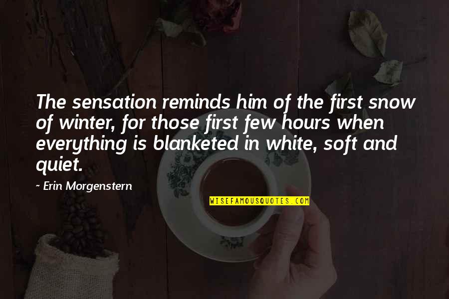 Sensation Quotes By Erin Morgenstern: The sensation reminds him of the first snow