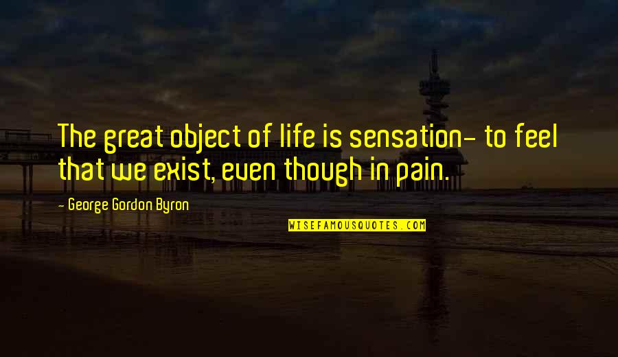 Sensation Quotes By George Gordon Byron: The great object of life is sensation- to