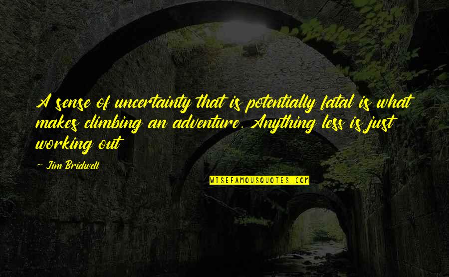 Sense Of Adventure Quotes By Jim Bridwell: A sense of uncertainty that is potentially fatal