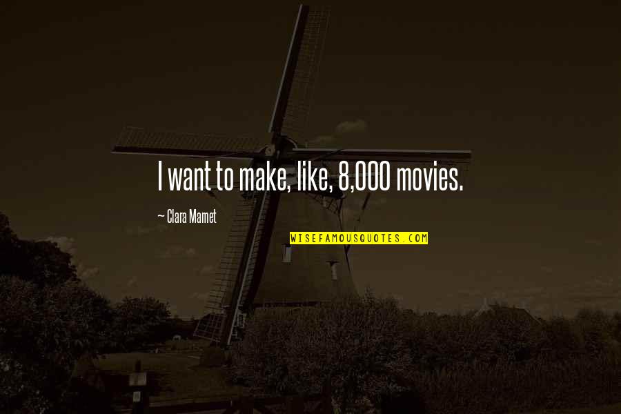 Sensei Ikeda Quotes By Clara Mamet: I want to make, like, 8,000 movies. Sensei Ikeda Quotes By Clara Mamet: I want to make, like, 8,000 movies.