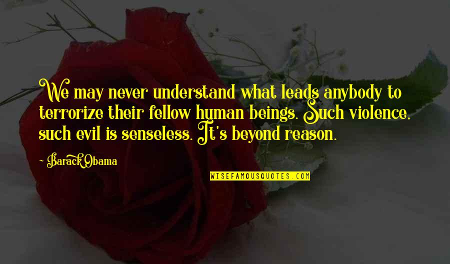 Senseless Quotes By Barack Obama: We may never understand what leads anybody to