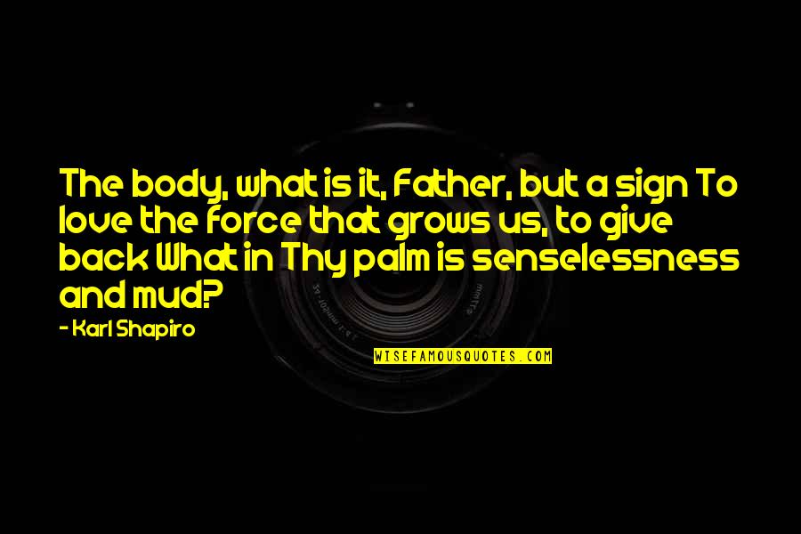 Senselessness Quotes By Karl Shapiro: The body, what is it, Father, but a