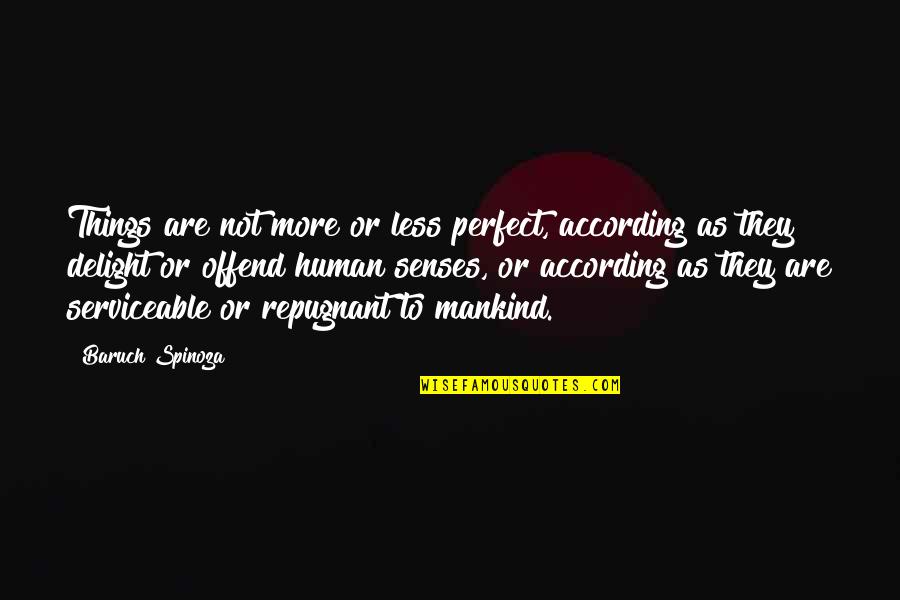 Senses Of Human Quotes By Baruch Spinoza: Things are not more or less perfect, according Senses Of Human Quotes By Baruch Spinoza: Things are not more or less perfect, according