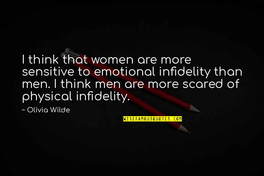 Sensitive Men Quotes By Olivia Wilde: I think that women are more sensitive to