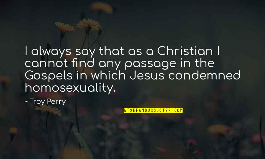 Sensory Detail Quotes By Troy Perry: I always say that as a Christian I