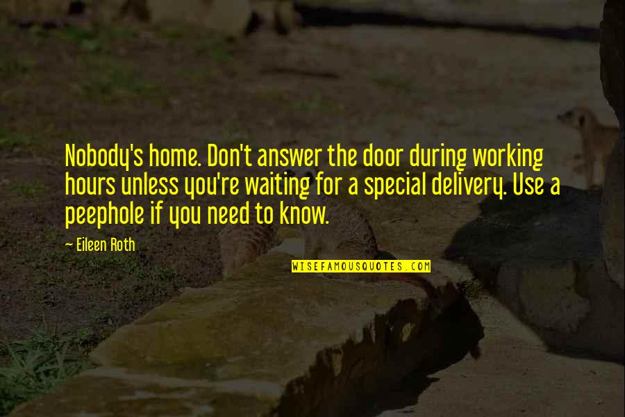 Sensory Perception Quotes By Eileen Roth: Nobody's home. Don't answer the door during working