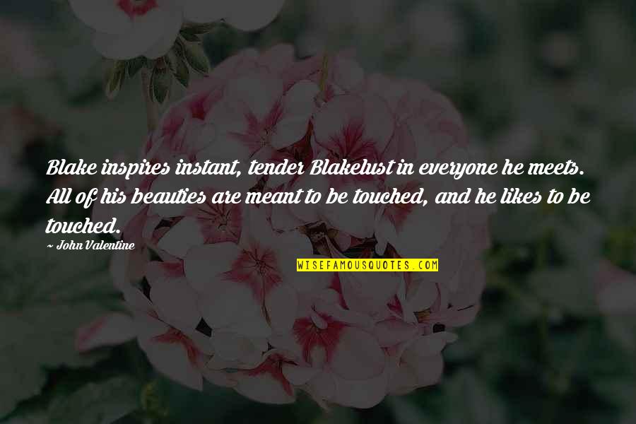 Sensuality Quotes By John Valentine: Blake inspires instant, tender Blakelust in everyone he Sensuality Quotes By John Valentine: Blake inspires instant, tender Blakelust in everyone he
