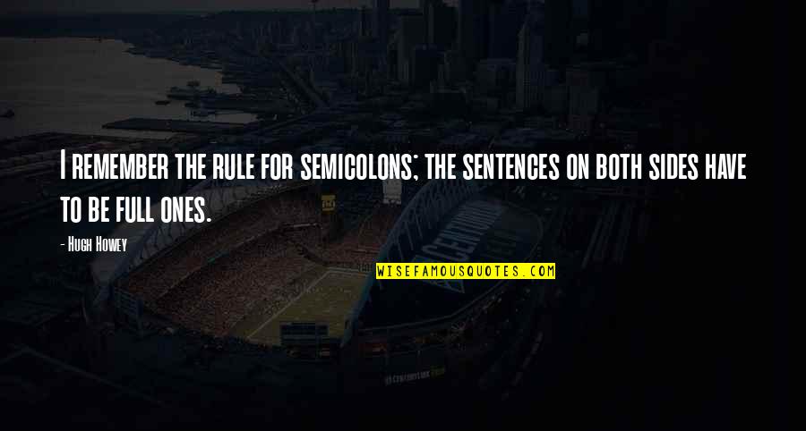 Sentences For Quotes By Hugh Howey: I remember the rule for semicolons; the sentences