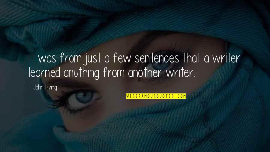 Sentences Quotes By John Irving: It was from just a few sentences that