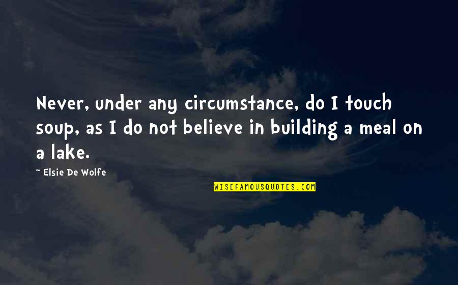 Senthil Thondaman Quotes By Elsie De Wolfe: Never, under any circumstance, do I touch soup, Senthil Thondaman Quotes By Elsie De Wolfe: Never, under any circumstance, do I touch soup,