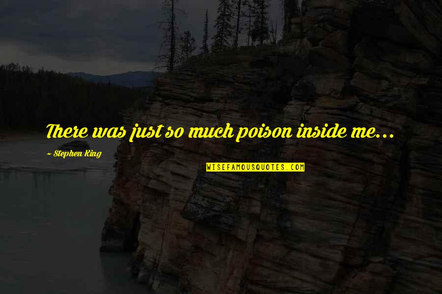 Sentido Kumon Quotes By Stephen King: There was just so much poison inside me... Sentido Kumon Quotes By Stephen King: There was just so much poison inside me...