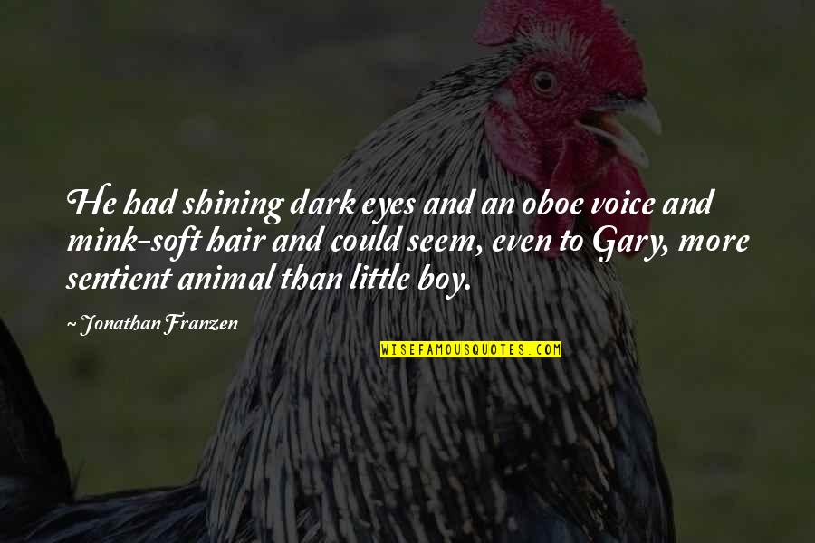 Sentient Animal Quotes By Jonathan Franzen: He had shining dark eyes and an oboe