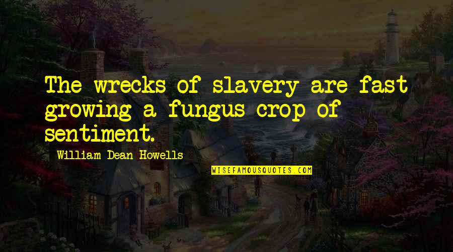 Sentiment Quotes By William Dean Howells: The wrecks of slavery are fast growing a