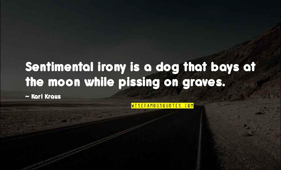 Sentimental Quotes By Karl Kraus: Sentimental irony is a dog that bays at