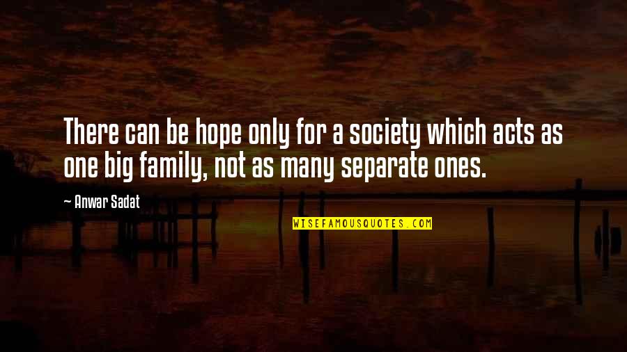 Separate Family Quotes By Anwar Sadat: There can be hope only for a society