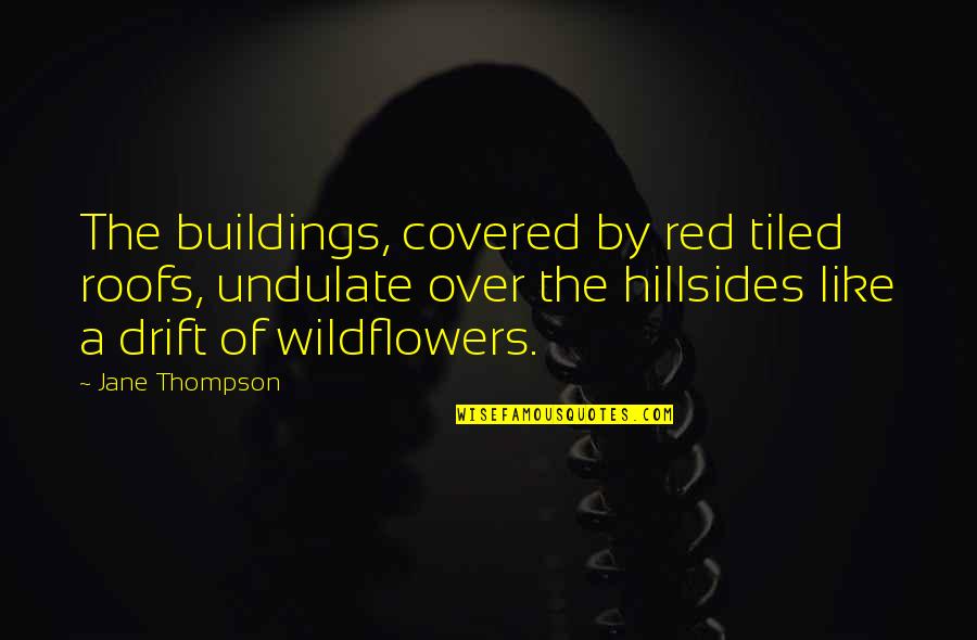 Separating From Friends Quotes By Jane Thompson: The buildings, covered by red tiled roofs, undulate