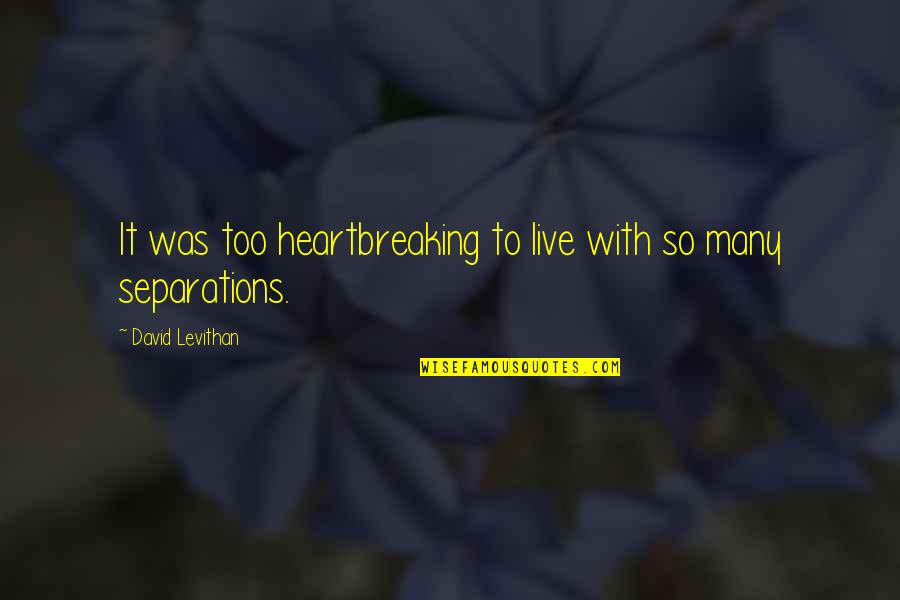 Separations Quotes By David Levithan: It was too heartbreaking to live with so