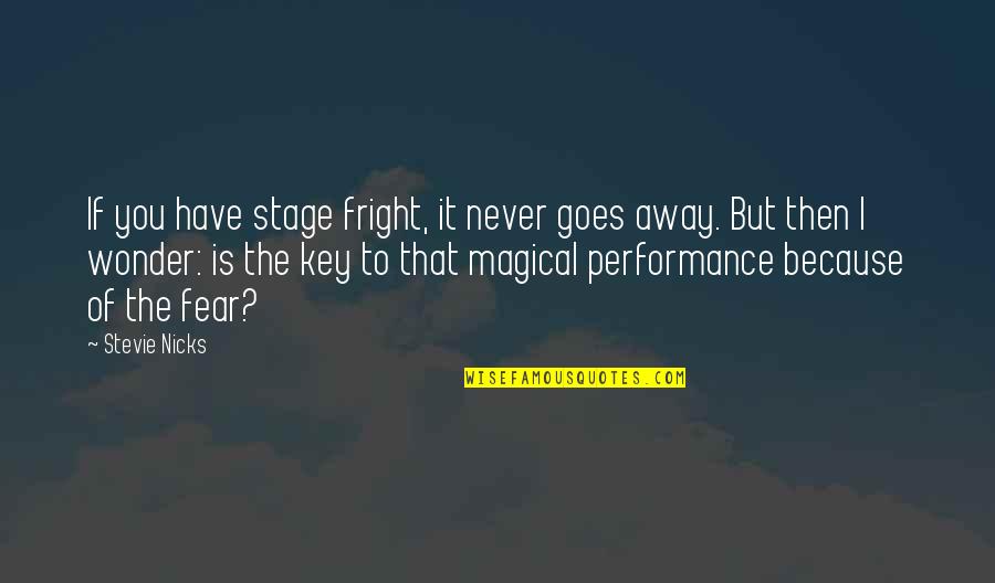 Seperti Apakah Quotes By Stevie Nicks: If you have stage fright, it never goes Seperti Apakah Quotes By Stevie Nicks: If you have stage fright, it never goes