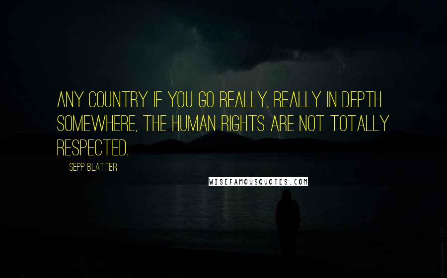 Sepp Blatter quotes: Any country if you go really, really in depth somewhere, the human rights are not totally respected.