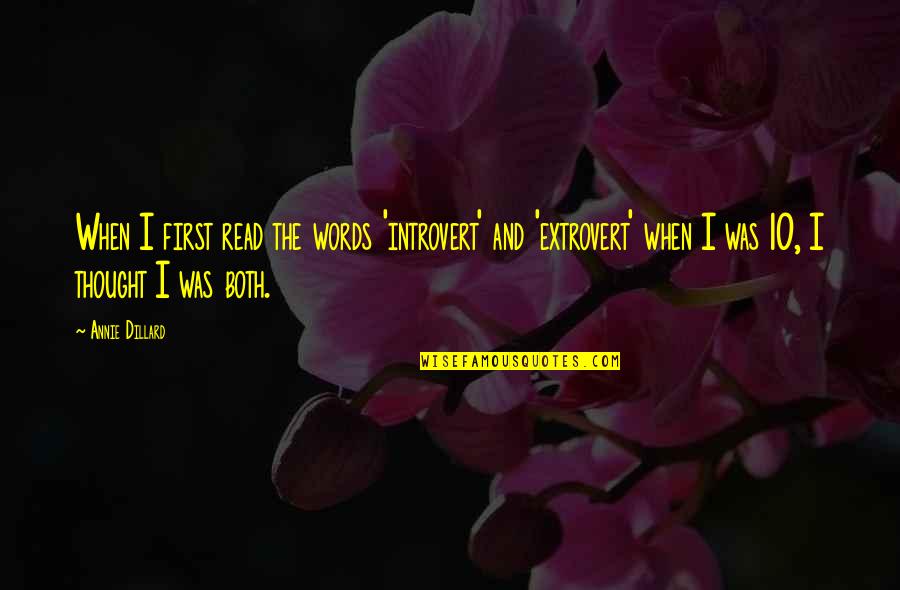Seppo Raty Quotes By Annie Dillard: When I first read the words 'introvert' and Seppo Raty Quotes By Annie Dillard: When I first read the words 'introvert' and