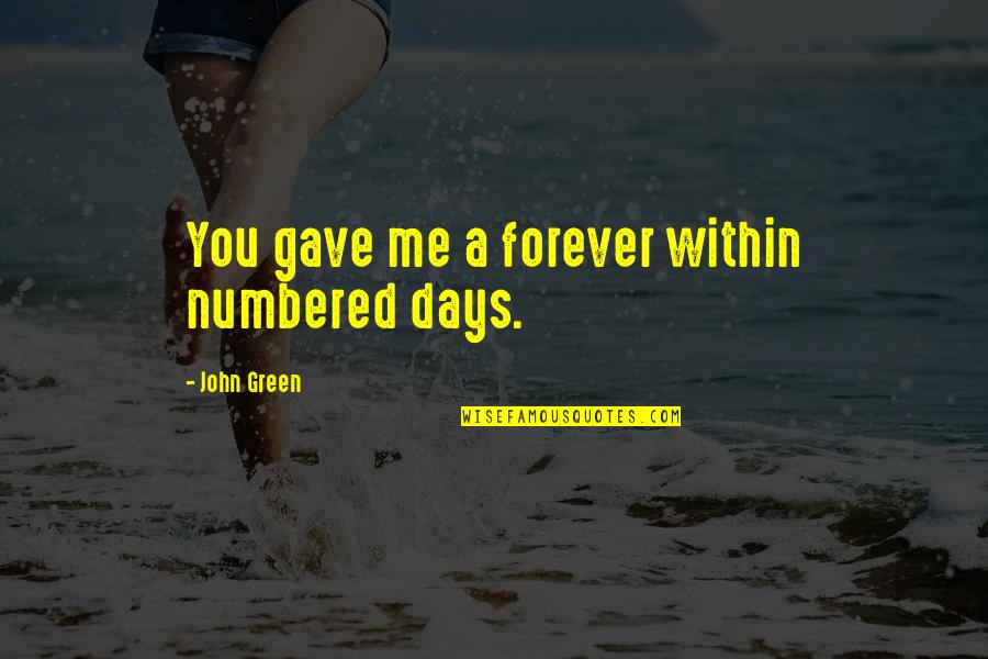 Septic Tank Truck Quotes By John Green: You gave me a forever within numbered days.