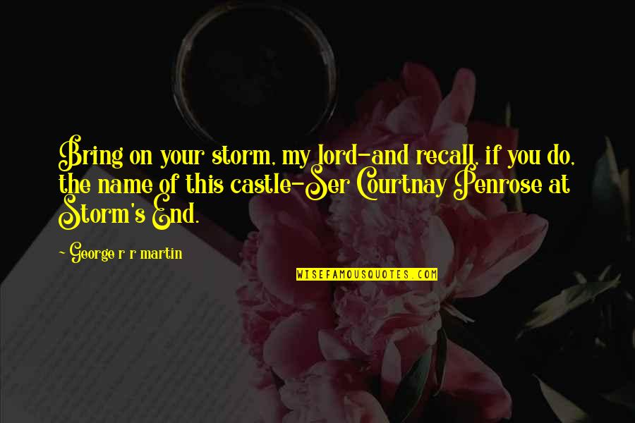 Ser Quotes By George R R Martin: Bring on your storm, my lord-and recall, if