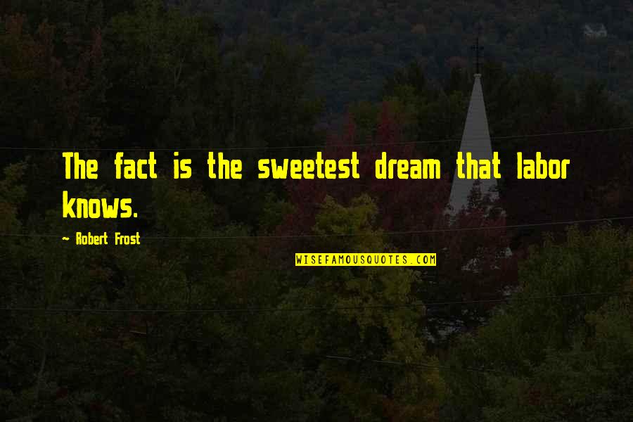 Serantes Iii Quotes By Robert Frost: The fact is the sweetest dream that labor