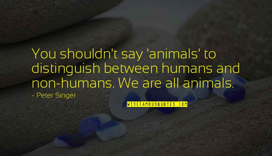 Serendipitous Movie Quotes By Peter Singer: You shouldn't say 'animals' to distinguish between humans Serendipitous Movie Quotes By Peter Singer: You shouldn't say 'animals' to distinguish between humans